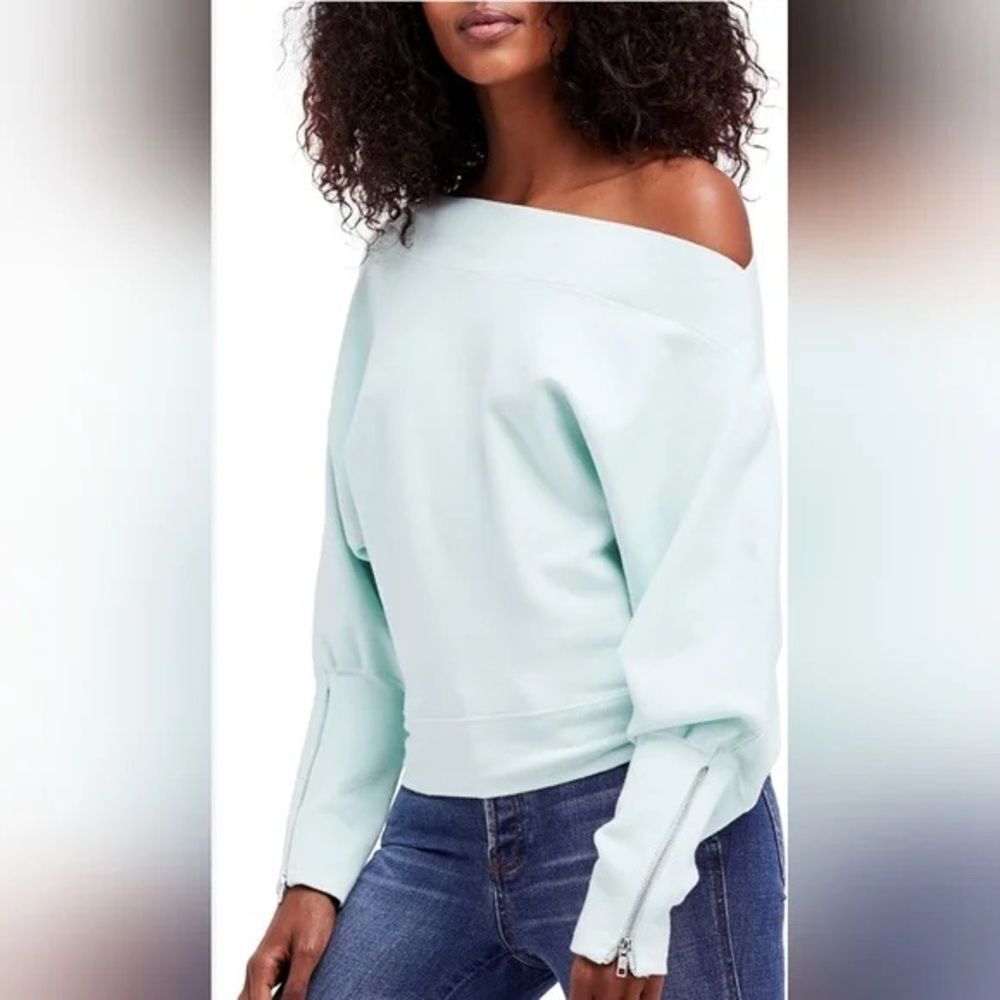 Revolve Free People Light Green Hide And Seek Sweater Long Sleeve Top